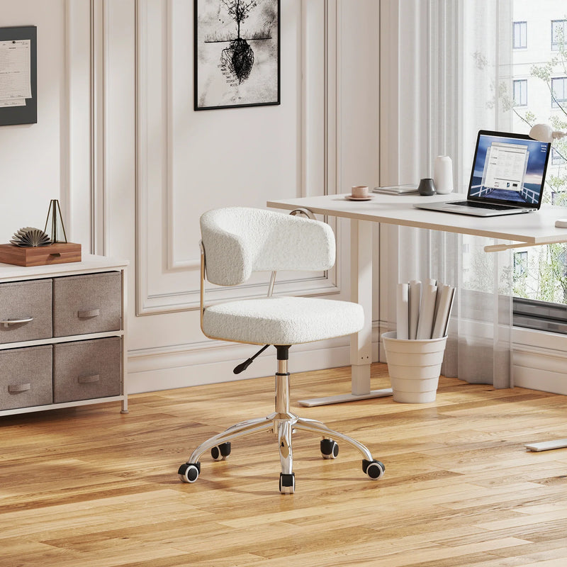 Modern Armless Swivel Desk Chair Height Adjustable Ergonomic Vanity Office Seat