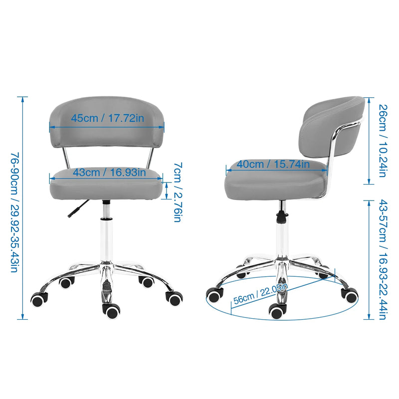 Modern Armless Swivel Desk Chair Height Adjustable Ergonomic Vanity Office Seat