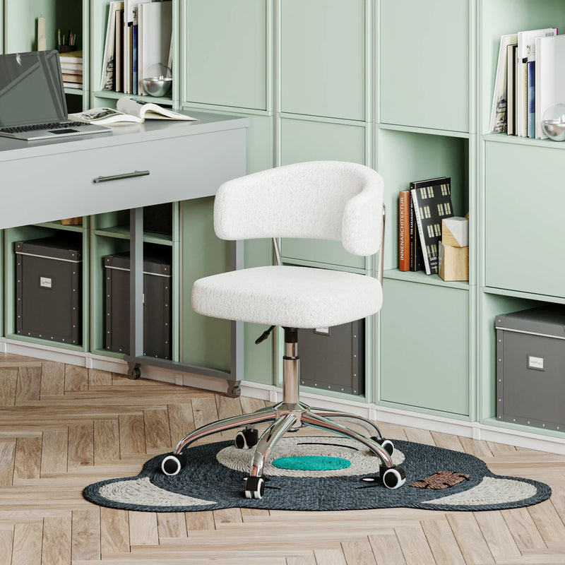 Modern Armless Swivel Desk Chair Height Adjustable Ergonomic Vanity Office Seat