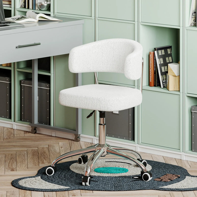 Modern Armless Swivel Desk Chair Height Adjustable Ergonomic Vanity Office Seat