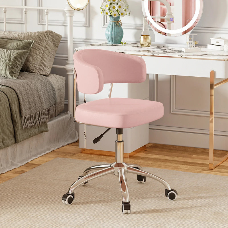 Modern Armless Swivel Desk Chair Height Adjustable Ergonomic Vanity Office Seat