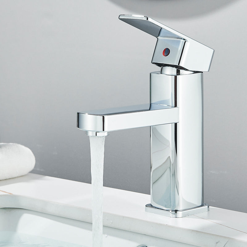 Modern Chrome Basin Mixer Tap Single Lever Taps Bathroom Sink Faucet With Hoses