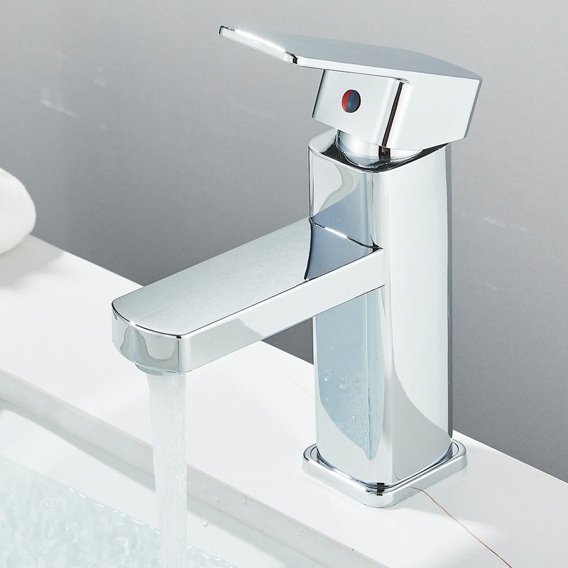 Modern Chrome Basin Mixer Tap Single Lever Taps Bathroom Sink Faucet With Hoses