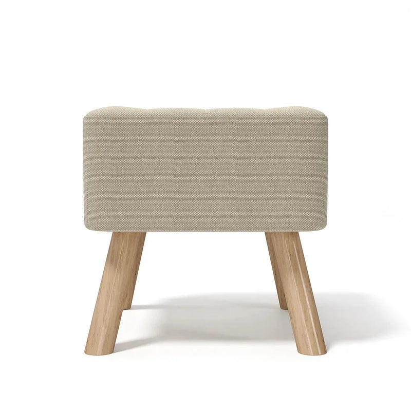 Modern Linen Fabric Padded Footstool, Multifunctional Wooden Leg Stool Ottoman
