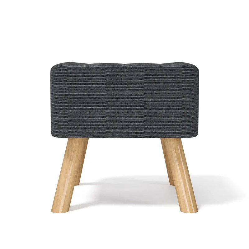 Modern Linen Fabric Padded Footstool, Multifunctional Wooden Leg Stool Ottoman