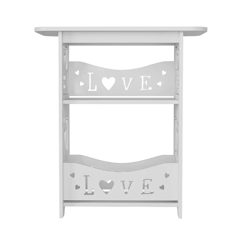 Modern Love Home Wooden Side Table - 2-Tier Storage Nightstand for Bedroom & Living Room