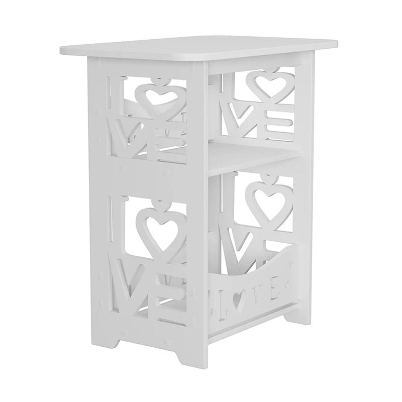 Modern Love Home Wooden Side Table - 2-Tier Storage Nightstand for Bedroom & Living Room