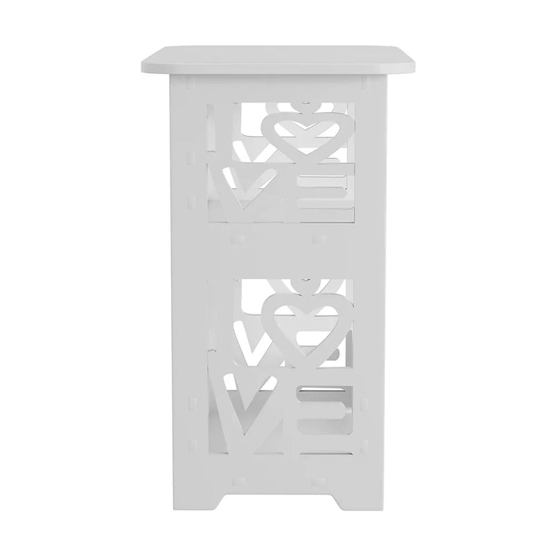 Modern Love Home Wooden Side Table - 2-Tier Storage Nightstand for Bedroom & Living Room