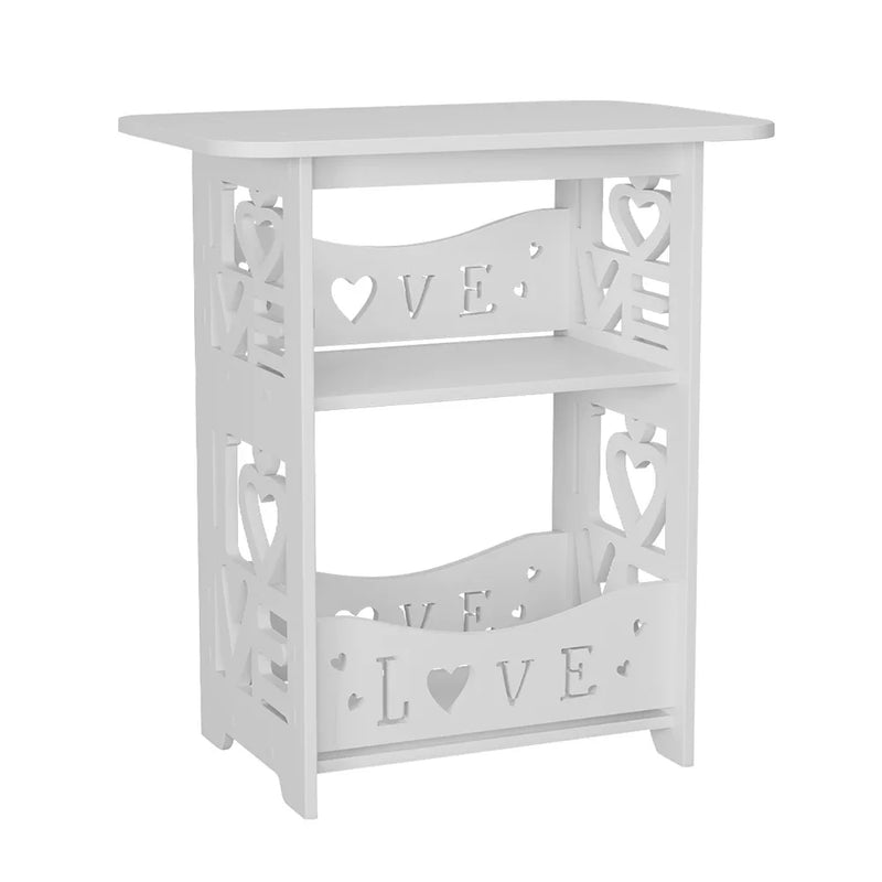 Modern Love Home Wooden Side Table - 2-Tier Storage Nightstand for Bedroom & Living Room