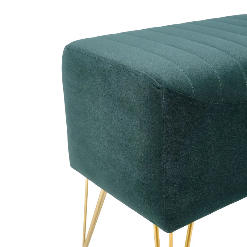 Modern Velvet Cushioned Footstool with Metal Legs - Home & Makeup Stool