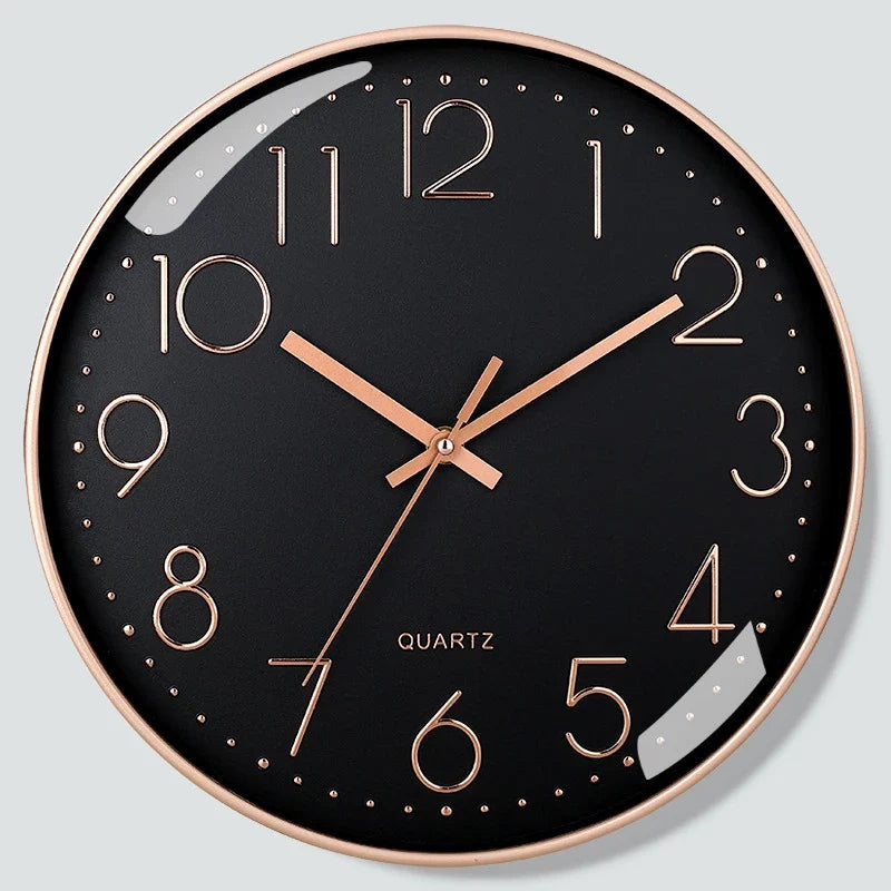 Modern Silent Wall Clock 8 Inch — Quartz Round Clock with 3D Numbers, Non-Ticking for Home Decoration