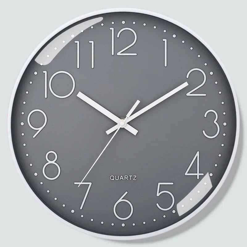 Modern Silent Wall Clock 8 Inch — Quartz Round Clock with 3D Numbers, Non-Ticking for Home Decoration