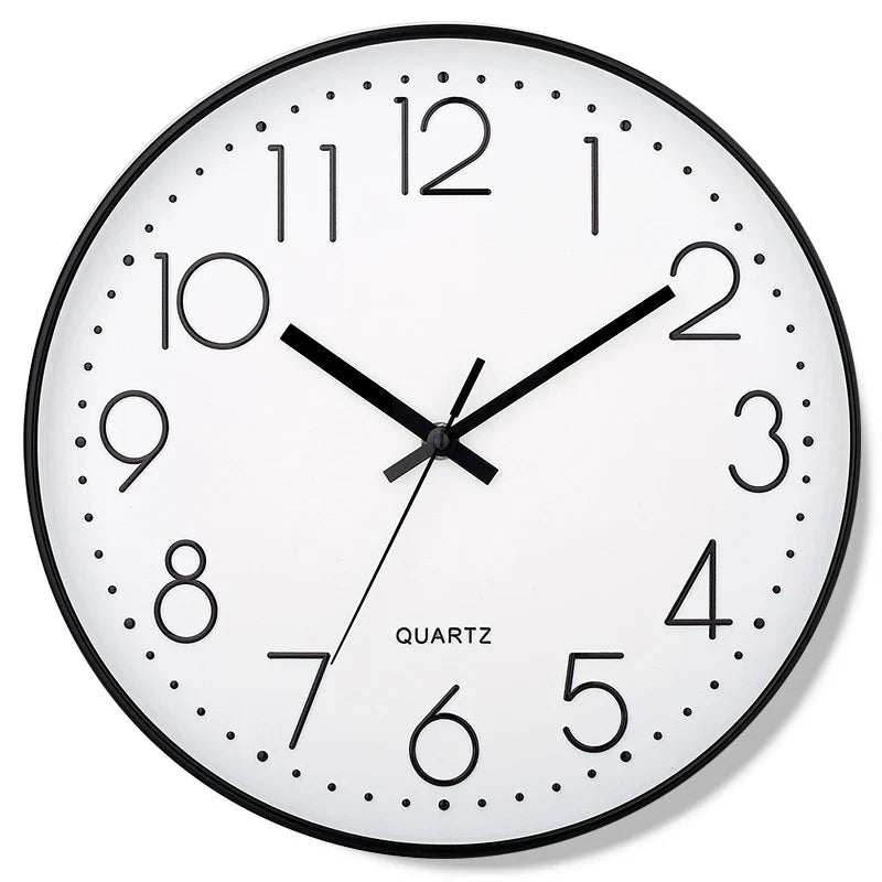 Modern Silent Wall Clock 8 Inch — Quartz Round Clock with 3D Numbers, Non-Ticking for Home Decoration