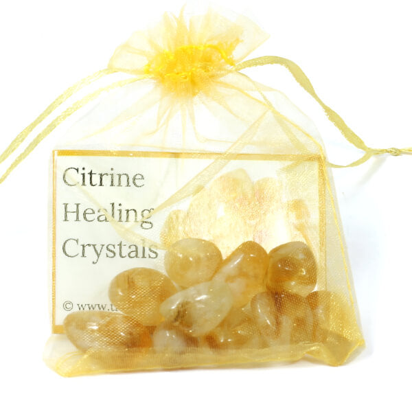 Citrine Moneybags - 10 Mini Crystals for Prosperity & Luck