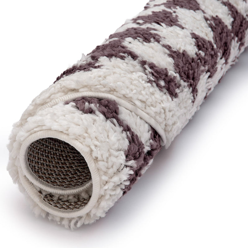 Moodi Shaggy Purple Mosscheck Rug