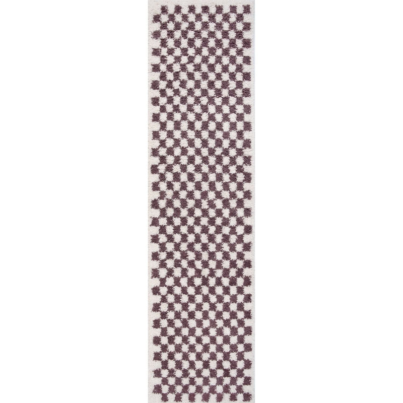 Moodi Shaggy Purple Mosscheck Rug