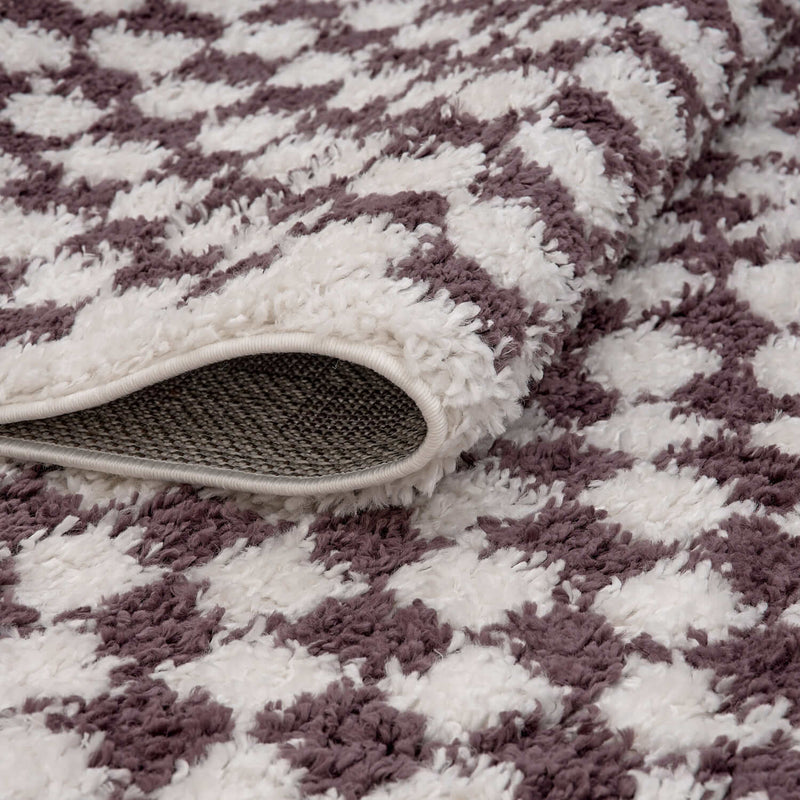 Moodi Shaggy Purple Mosscheck Rug