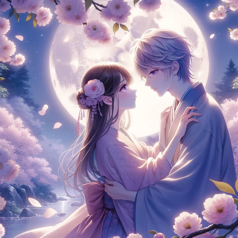 Moonlit Blossom Embrace Canvas
