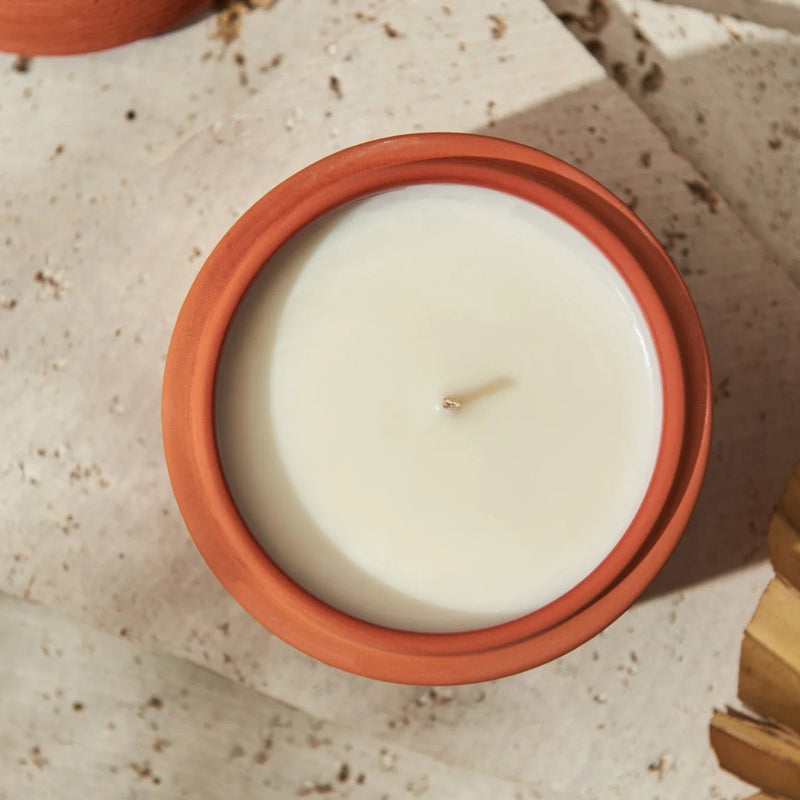 Moroccan Textured Terracotta Ceramic Candle