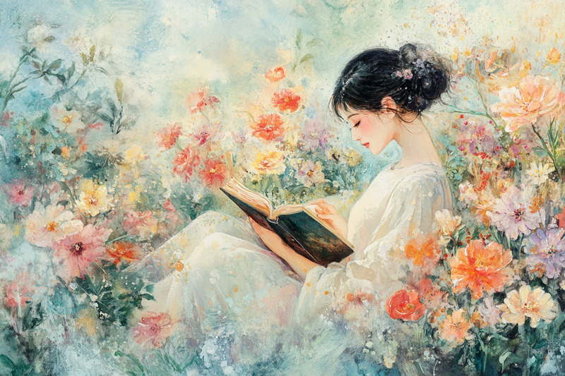 Mother’s Tranquil Reading Canvas