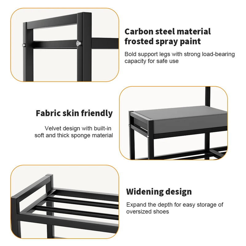 Multi-Tier Shoe Rack Metal Shoes Cabinet Stool Boot Organiser Bench Seat Storage