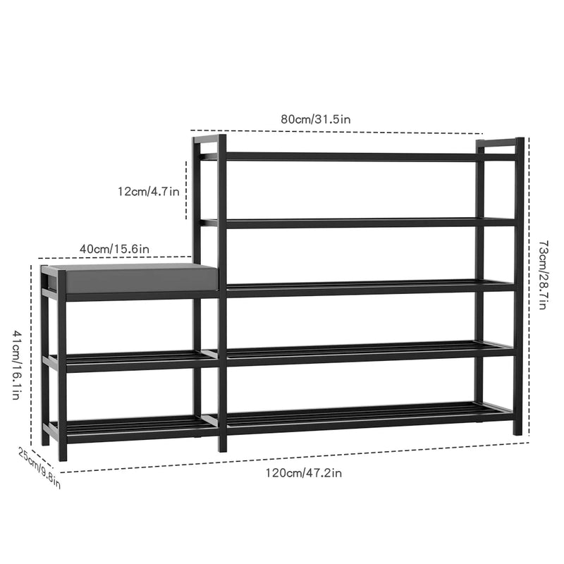 Multi-Tier Shoe Rack Metal Shoes Cabinet Stool Boot Organiser Bench Seat Storage