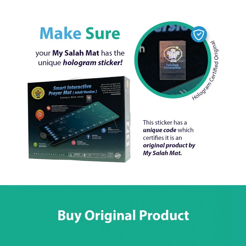 Adults & Reverts Interactive Prayer Mat (Teal) | Learn Salah Step by Step