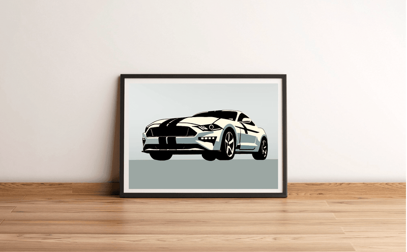 Modern Muscle Car Print – Sleek White Fastback Poster
