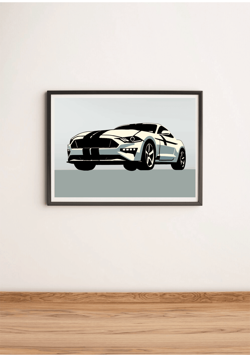 Modern Muscle Car Print – Sleek White Fastback Poster