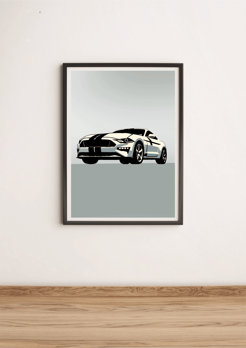 Modern Muscle Car Print – Sleek White Fastback Poster