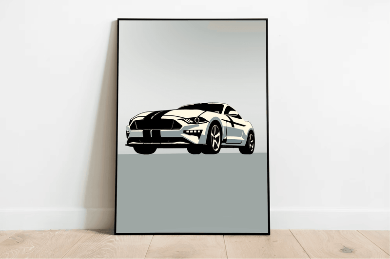 Modern Muscle Car Print – Sleek White Fastback Poster