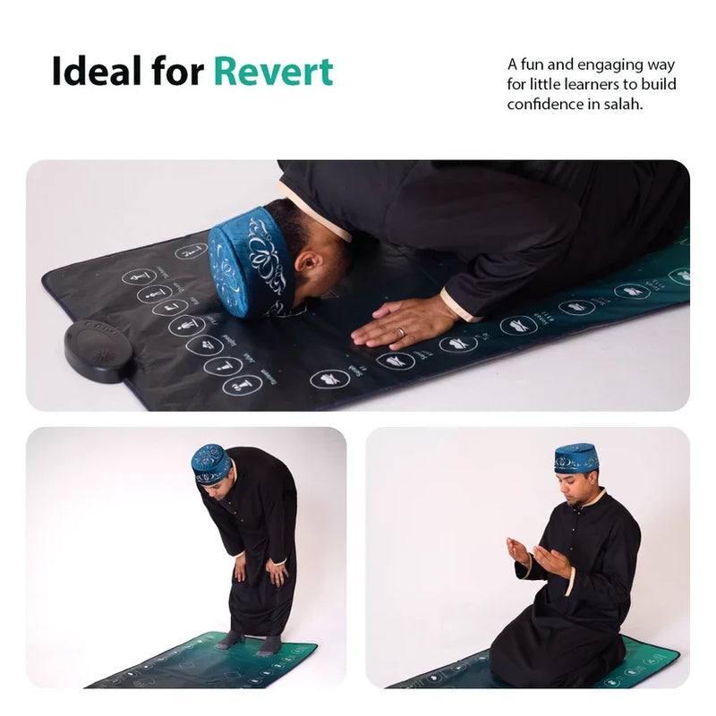 Adults & Reverts Interactive Prayer Mat (Teal) | Learn Salah Step by Step