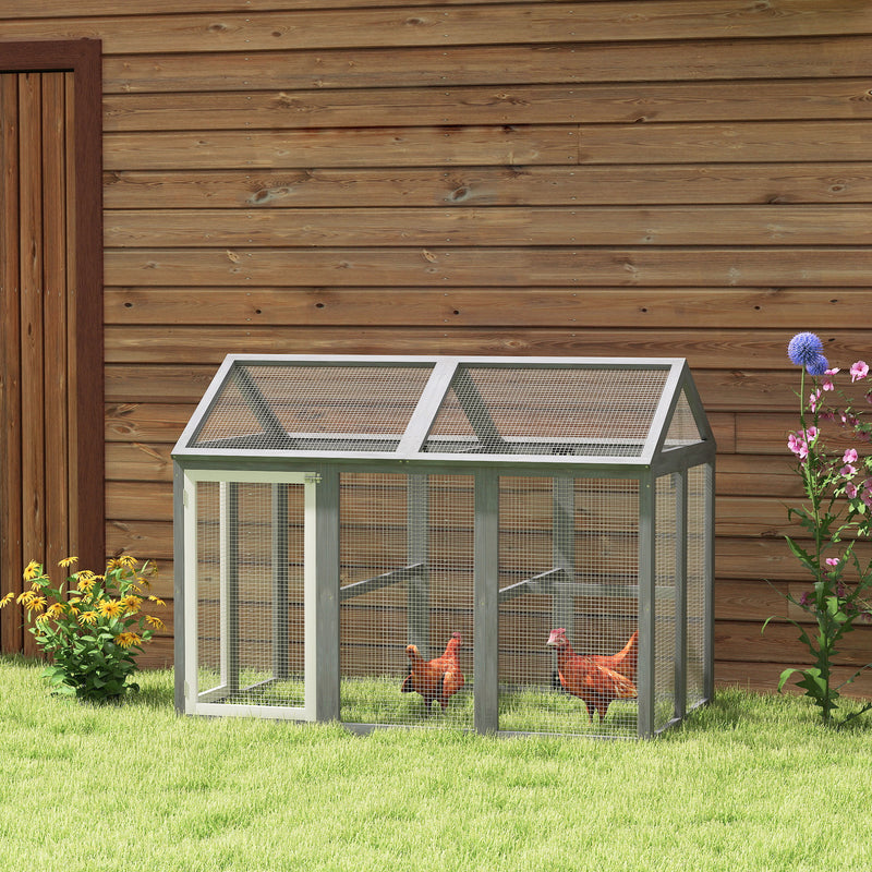 PawHut Chicken Run, Wooden Chicken Coop w/ Combinable Design - Grey