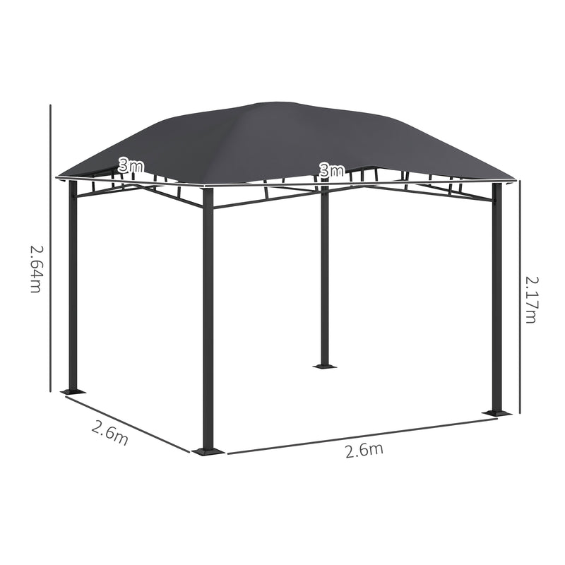 Outsunny 3x3(m) Outdoor Patio Gazebo Pavilion Canopy Tent Steel Frame Grey