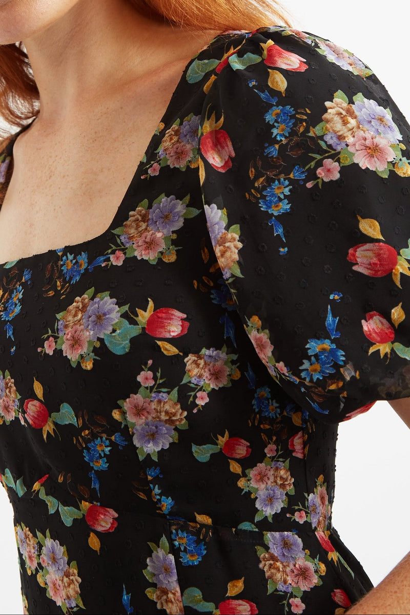 Louche Nadine Carpathian Florals Print Midi Dress
