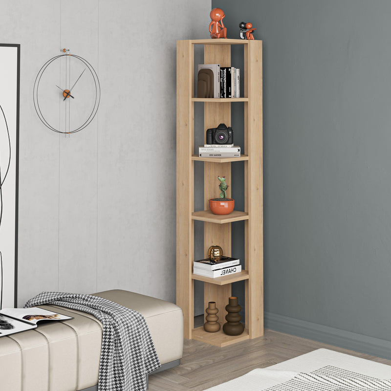Nati Modern Corner Bookcase Display Unit Tall 161cm