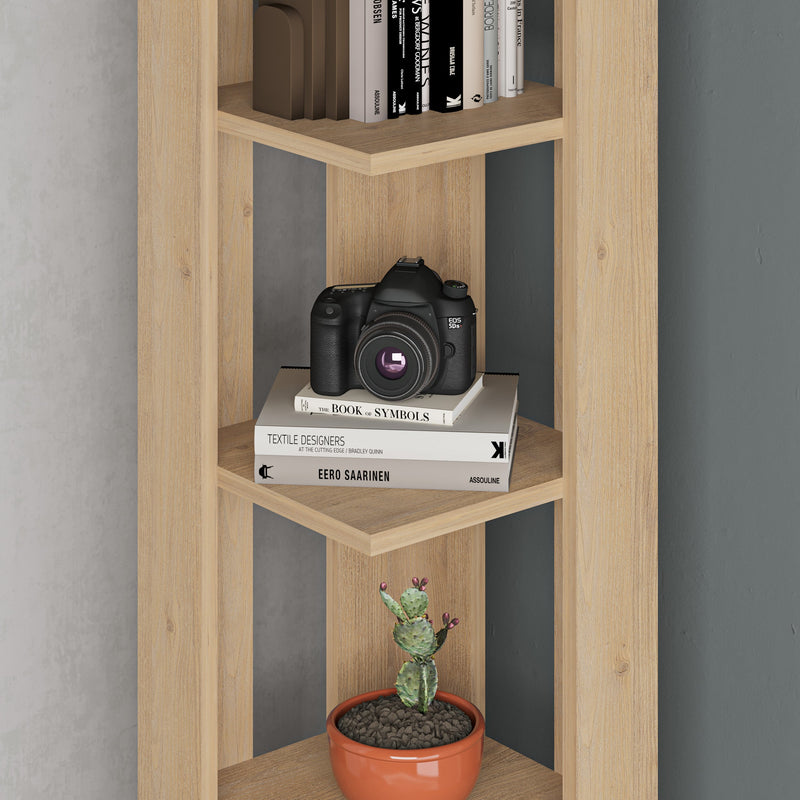 Nati Modern Corner Bookcase Display Unit Tall 161cm