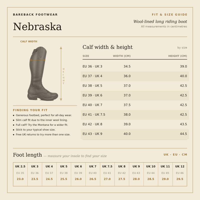 Nebraska Wool-lined Long Riding Boots  - Brown