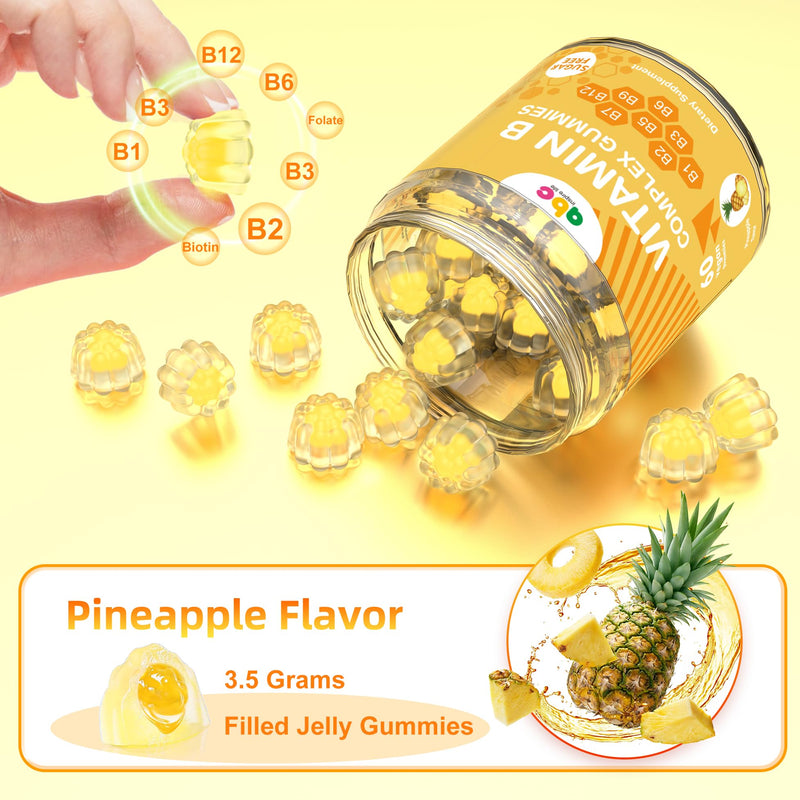 NEWOLITE Vitamin B Complex Gummies for Adults – Pineapple Flavor, 60 Count, Non-GMO & Vegan