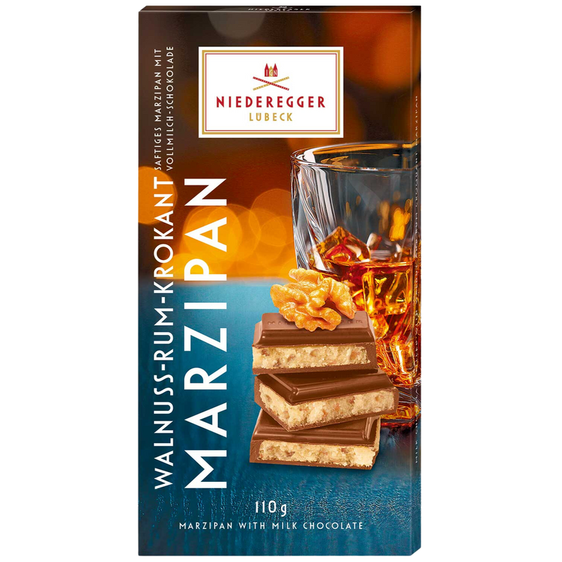 Niederegger | Walnut Rum Marzipan Milk Chocolate Bar | 110g