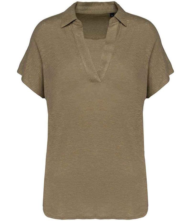 Linen Polo Shirt: Womens