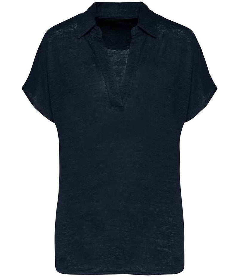 Linen Polo Shirt: Womens