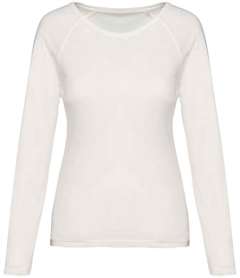 Organic Raglan Long Sleeve Washed T-Shirt: Womens