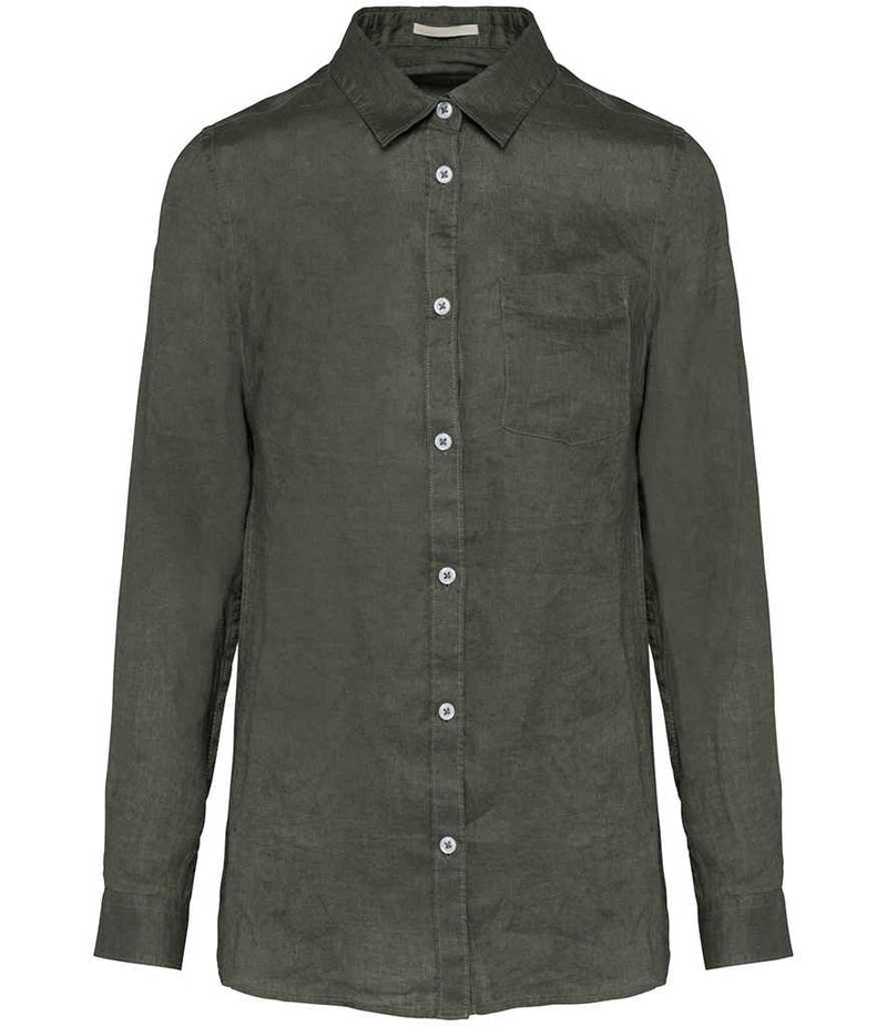 Linen Long Sleeve Shirt: Womens