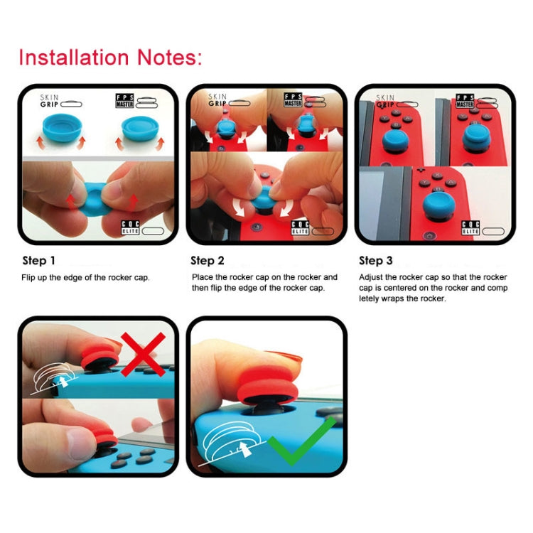 Left + Right Gamepad Rocker Cap Button Cover for Switch, For Switch(Blue + Magenta), For Switch(Green+Red), For Switch(Red), For Switch(Black)