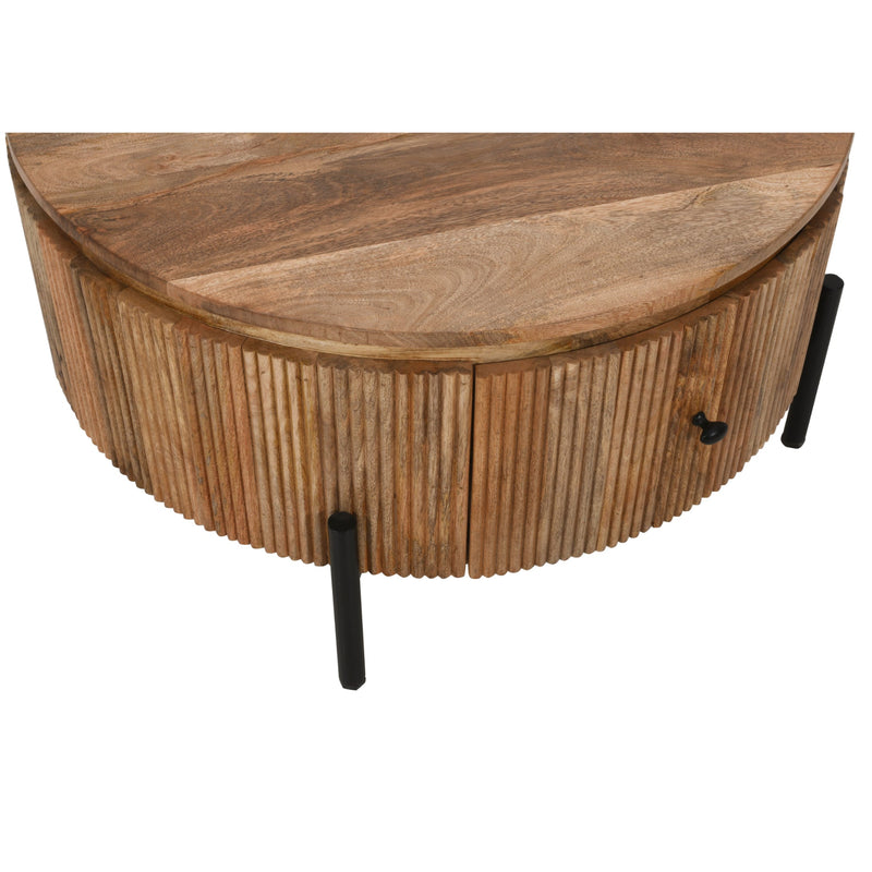 York Natural Solid Wood Coffee Table With Metal Legs