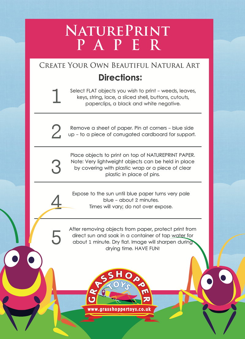 Curious Minds Sun Print Paper Kit, 10 Sheet Pack of Cyanotype Paper, 18x13 cm Sheets