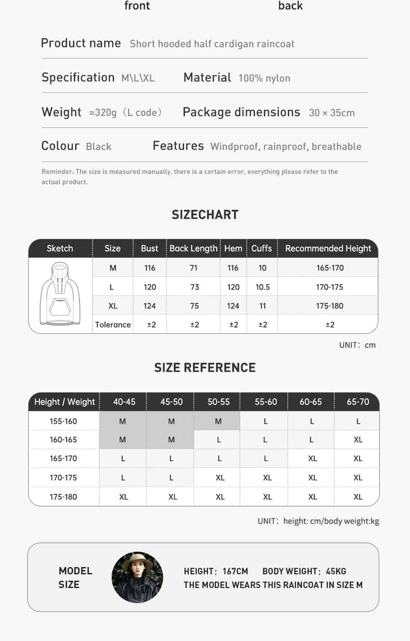 Naturehike Short-hooded Raincoat