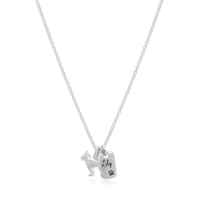 Border Collie Personalised Silver Dog Tag Necklace