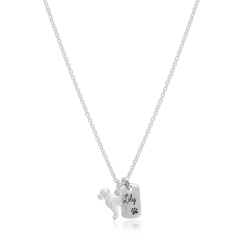 Cockapoo Personalised Silver Dog Tag Necklace